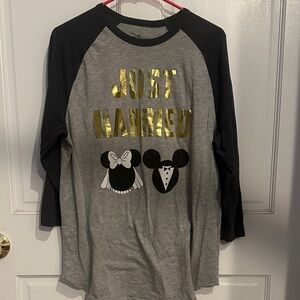 Disney Just Married Kids Long Sleeve Tee - Gray, Black, and Gold